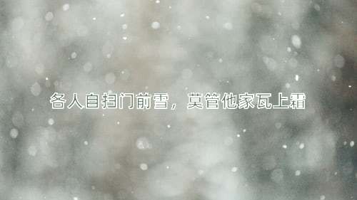 成语各人自扫门前雪，莫管他家瓦上霜