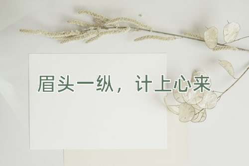 成语眉头一纵，计上心来