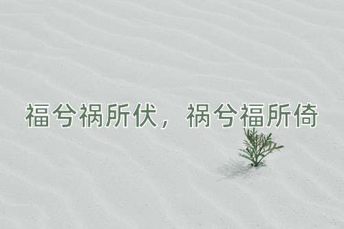 成语福兮祸所伏，祸兮福所倚