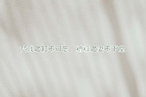 成语贫贱之知不可忘，糟糠之妻不下堂