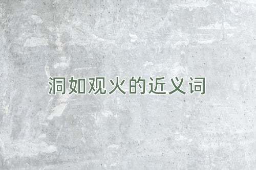 洞如观火的近义词