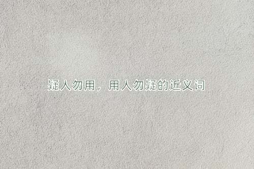 疑人勿用，用人勿疑的近义词