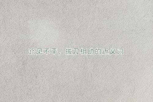 路见不平，拔刀相助的近义词