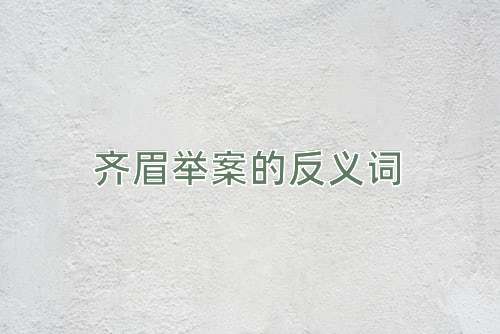 齐眉举案的反义词
